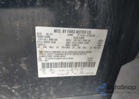 2015 Ford Explorer Xlt z USA, uszkodzony, nr VIN 1FM5K7D80FGA17644